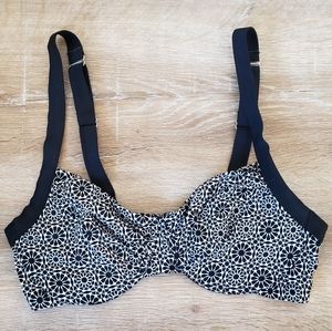 Ellos Black and White Floral Bikini Top - NWOT